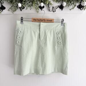 Lilly Pulitzer Courtland Seersucker Skirt in Green White Buttons Striped Size 4